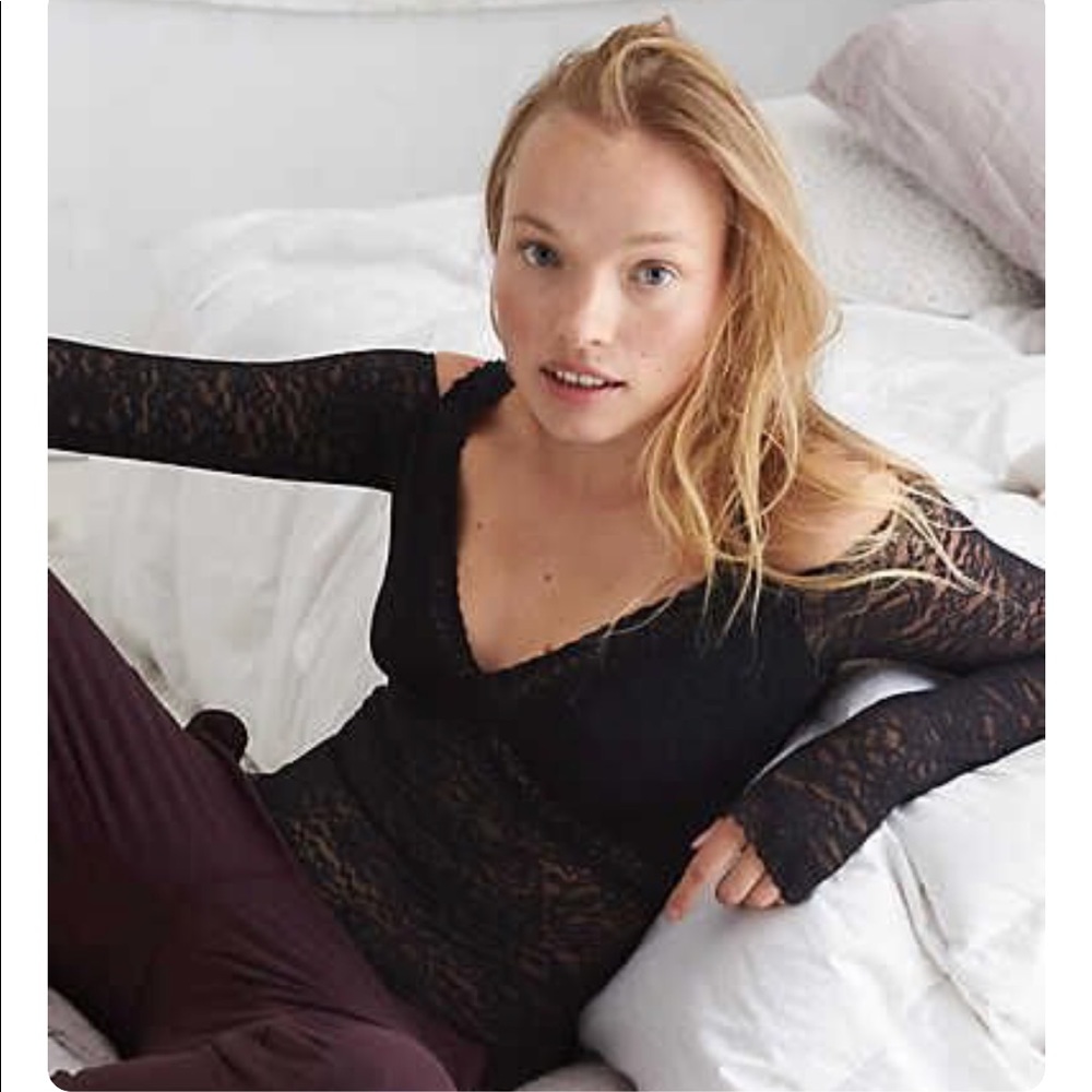 Black lace cut out bodysuit